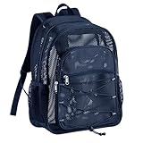 Heavy Duty Mesh Backpack, See Through College Student Backpack, Semi-transparent Mesh Bookbag with Bungee and Comfort Padded Straps for Commuting, Swimming, Beach, Outdoor Sports (Royal Blue)