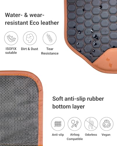 Image of Owleys Premium Leather Car Seat Protector for Child Car Seat Cover from Dirt Scratches - Infant Car Seat Protector for Back Seat /Front Booster Seat Protector Under Baby Car Seat Waterproof 1pc Hexy