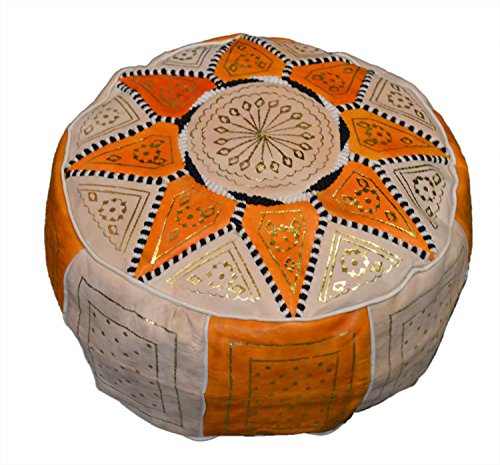 Treasures Of Morocco Moroccan Pouf Ottoman Footrest Hassock Handmade Leather Comfortable Unstuffed