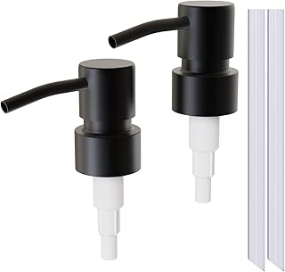2Pack Black Stainless Steel Soap and Lotion Dispenser Pumps,Soap Dispenser Head Replacement Spare for Regular Bottle Mouth