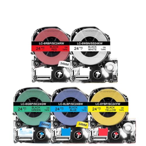 3 �` 5PK SS24KW �݊��G�`�P�b�g �o���h 24mm Ruban ST24KW SC24RW SC24YW SC24BW SC24GW Ruban �f�`�P�b�g �v�����^���Օi�ƌ݊��� LabelWorks LW700 �p ���i�ԍ� ST24KW 