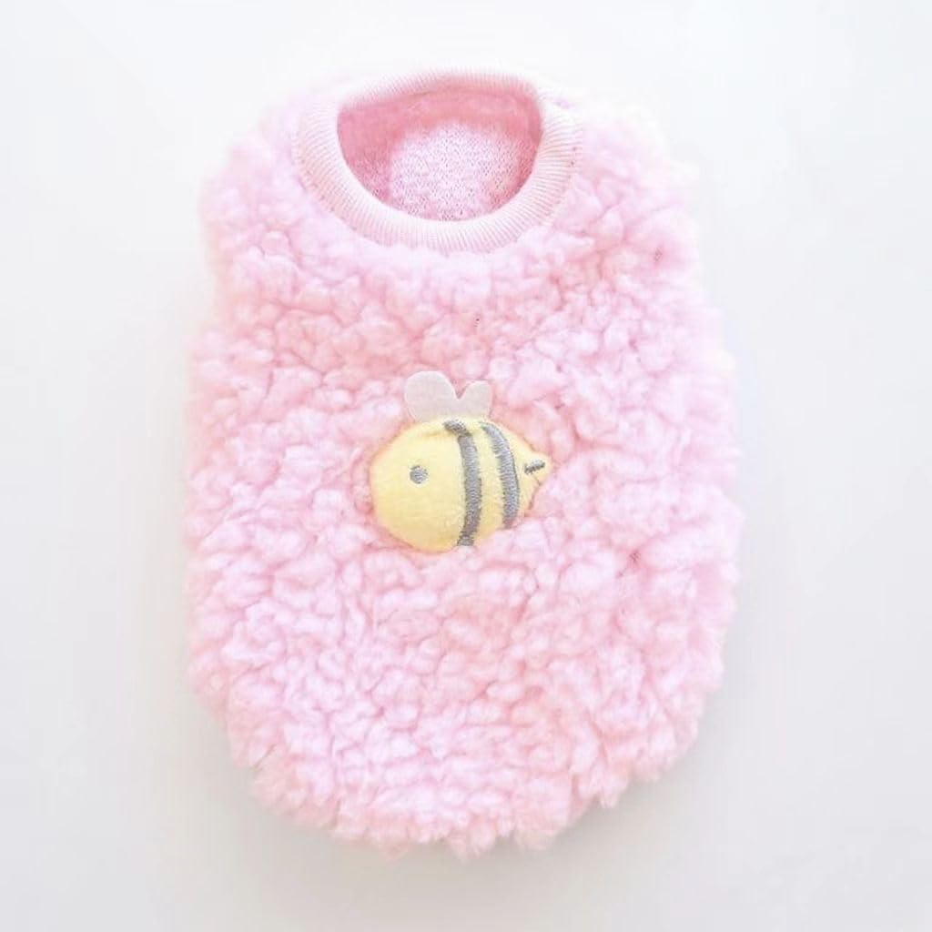 Bee Pattern Pet Coat & Sweater - Warm Knit Clothing for Chihuahua Puppy/Kitten, Small Dog Cat Vest Jacket, Cute Pet Apparel for Daily Walk (Pink, 2XS)