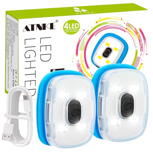 ATNKE USB Type C Rechargeable Light for LED Knit Beanie Hat, Easy Install Quick Release Replaceable Hands Free Headlamp/White Light/2PC