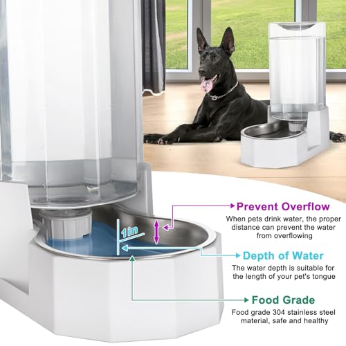 RIZZARI Automatic 8L Gravity Pet Water Dispenser with Stainless Steel Bowls, 100% BPA-Free,Safe and Large Capacity, Suitable for Small and Medium-Sized Cats and Dogs (8L Without Filter) - Thumbnail 4