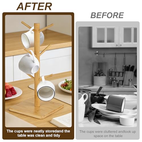 bssmmai 2 Stück Brezelständer Holz, Tassenständer, Brezenständer, Wurstständer, Brezelhalter mit 6 Armig, Brezelbaum für Restaurant, Café, Bar, Küchendekoration (Quadratisch)