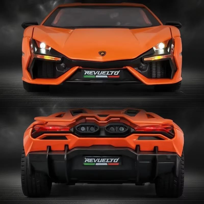 Image of Exclusive Alloy Metal Pull Back Die-Cast Car Diecast Metal Pullback Toy Car with Openable 6 Doors,Light Music Boys Gifts Toys (1:24 Lamborghini Revuelto LB774 Multicolor)