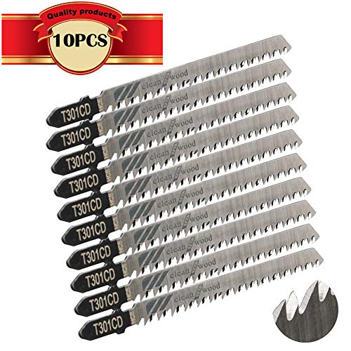 KINYOOO 10 T301CD Piece Jigsaw Blades Set with Storage Tube. Jigsaw Blade