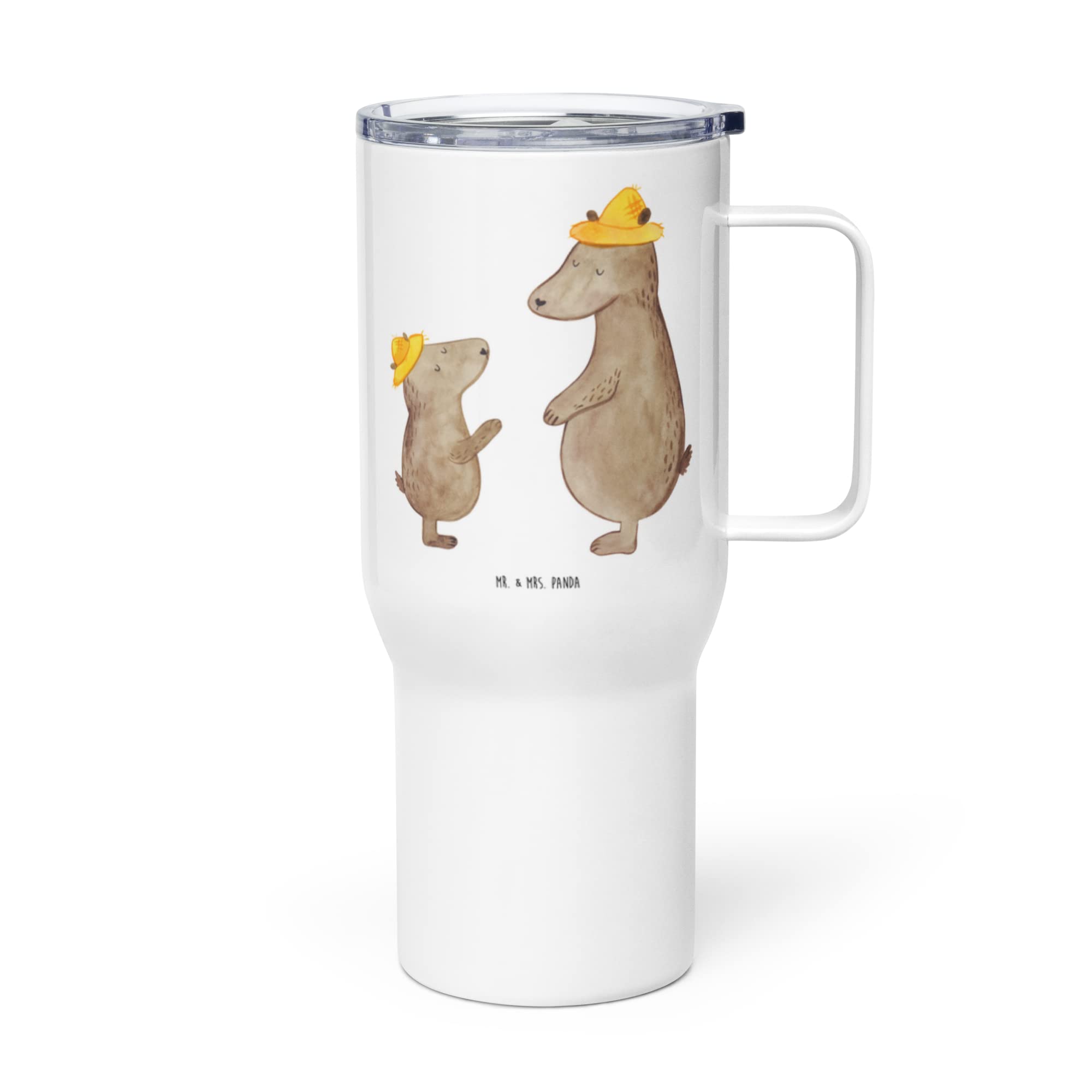 Mr. & Mrs. Panda Thermobecher Bären mit Hut - Geschenk, Bär, Muttertag, Reisebecher, Kaffee-to-go-Becher, Kinder, thermosbecher, Vatertag, Familie, Teetasse, Teebecher