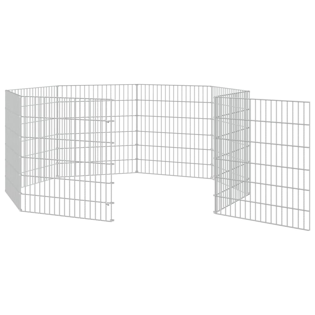vidaXL Conigliera con 8 Pannelli 54x60 cm Ferro Zincato
