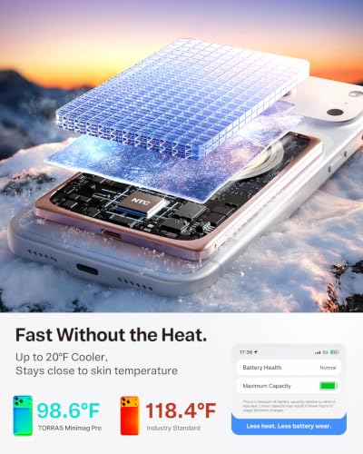 Image of TORRAS MiniMag Pro Power Bank, Ultra Slim Semi Solid-State Portable Charger, Wireless 5,000mAh Magnetic Battery Pack, Fast Charging, Travel Essential for iPhone 17 /16 /15 /14 /13 /12, Blush Pink