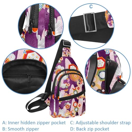Bolsa de pecho para mujer del Día de los Muertos impermeable para senderismo 4