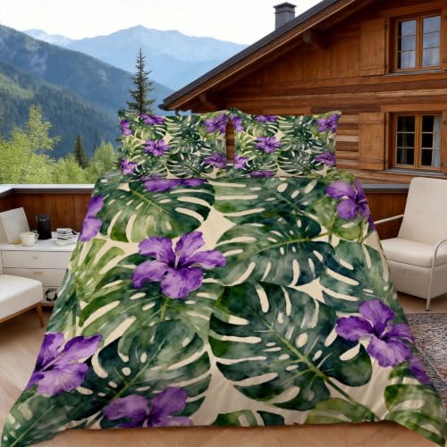 Housse de couette 240 x 260 fleur tropicale microfibre 2p - 5