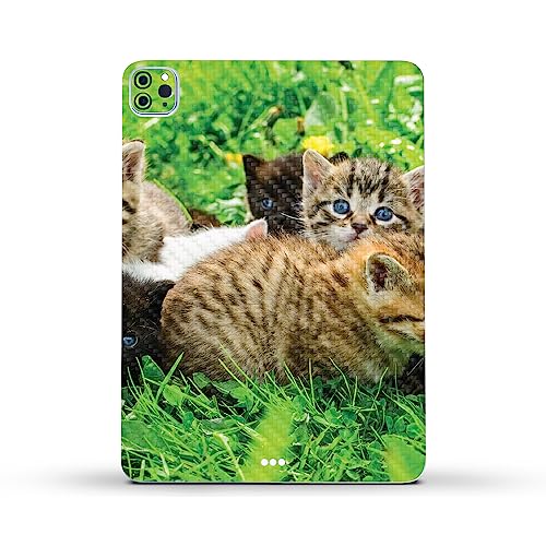 Image of MightySkins Carbon Fiber Skin Compatible With Apple iPad Pro 11 inch M2 4th Gen (2022) Full Wrap Kit - Field Of Kittens | Protective, Durable Textured Carbon Fiber Finish | Easy To Apply | Made in the USA