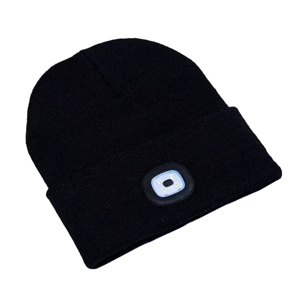 Berretto con lampada frontale a LED USB ricaricabile grigio