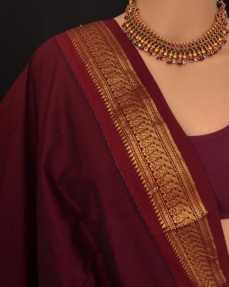 Image of South Cotton Gadwal Saree for Women | Celebrity Inspired Traditional Ethnic Wear | Chettinad & Kalyani Cotton Sarees | Soft Cotton Saree with Blouse Piece