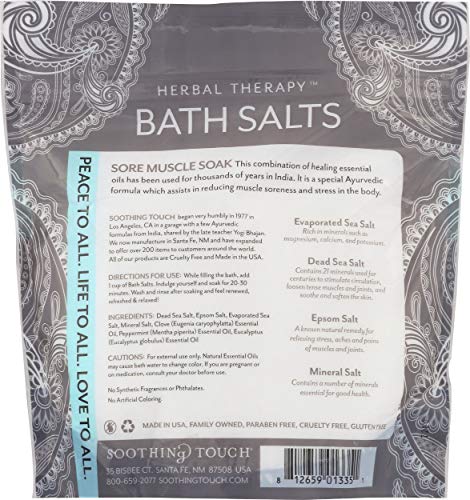 Soothing Touch Tension Relief Sore Muscle Soak Bath Salts Eucalyptus Clove & Peppermint, 32 Oz - Image 3
