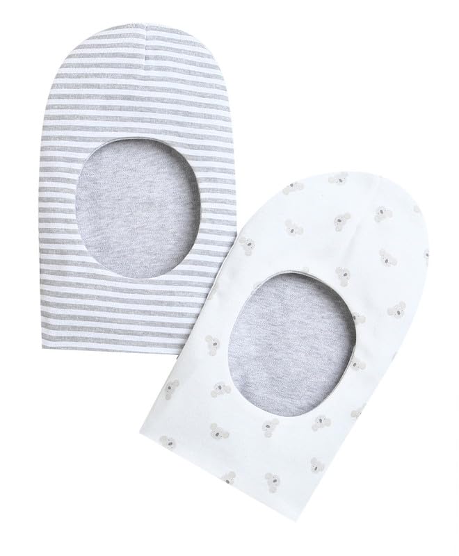 BUMZEE Peb9523 czapka chłopięca, bawełna, dwustronna, małpa, szara i biała, 2 sztuki