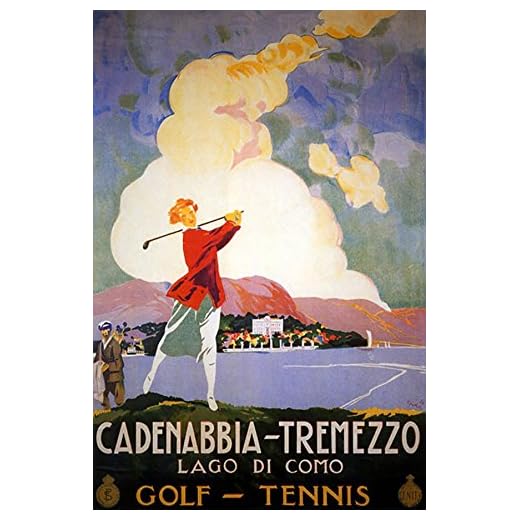 GIRL PLAYING GOLF SPORT CADENABBIA TREMEZZO LAGO LAKE DI COMO ITALY ITALIA 12" X 16" VINTAGE POSTER REPRO