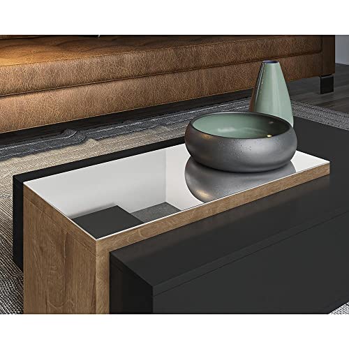 Mesa de Centro Milão Preto Fosco Amendoa Espelho Lukaliam