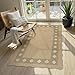 LIVEBOX Scalloped Easy Jute Diamond 3x5 Outdoor Rug, Washable Non-Slip Tan Rugs for Entryway, Geometric Checkered Indoor Outdoor Rug Farmhouse Morden Carpet Mat Area Rug for Bedroom Living Room