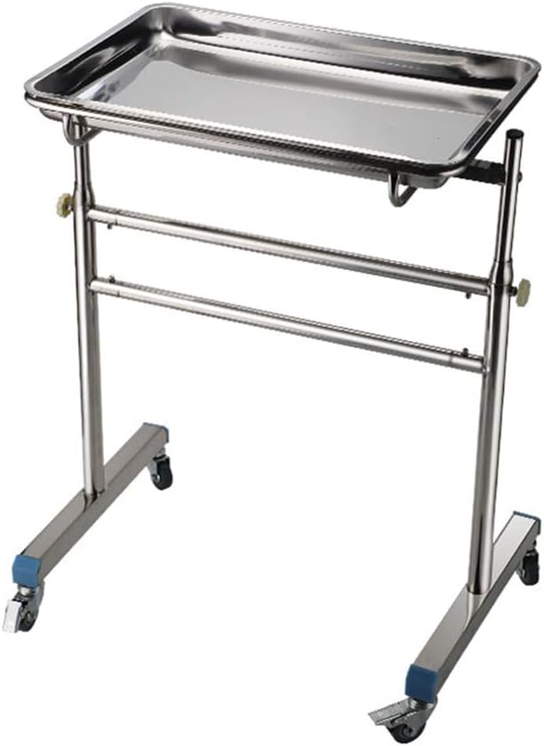 Stainless Steel Medical Trolley Medical Pallet Rack Single Parallel Bar with Plate Thickened Pipe Welded Firmly Brake Assembled Trolley Treatment Cart Operating Room Dental Clinic (Single Pole 40x50)