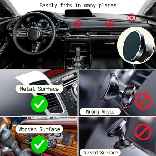 Image of Regor Magnetic Mobile Holder for Dashboard| Round Car Mount Stand with Strong Magnetic | 360 Adjustable Magnetic Cell Phone Holder | Compatible with All Smartphones iPhone Android - Black