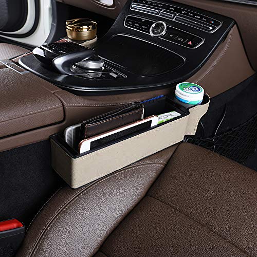 Car Seat Gap Filler Premium PU Full Leather Seat Console Organizer, Car Pocket Organizer, Car Interior Accessories, Car Seat Side Drop Caddy Catcher (1 Pack) â€¦