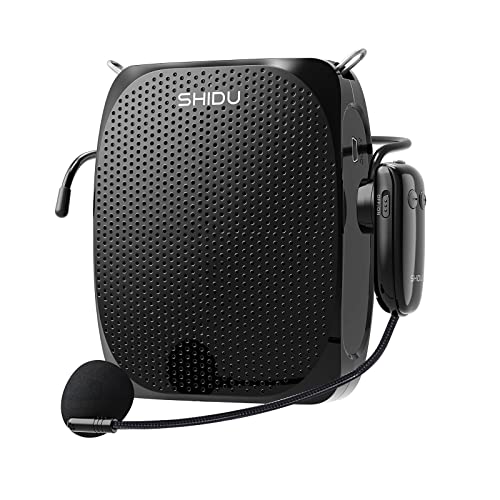SHIDU Amplificador de voz para professores, mini amplificador de voz com fone de ouvido de microfone sem fio UHF, saída de 10 W, alto-falante pessoal portátil de 1800 mAh, adequado para treinadores, guias turísticos, promoções, ao ar livre 1 SHIDU Amplificador de voz para professores, mini amplificador de voz com fone de ouvido de microfone sem fio UHF, saída de 10 W, alto-falante pessoal portátil de 1800 mAh, adequado para treinadores, guias turísticos, promoções, ao ar livre