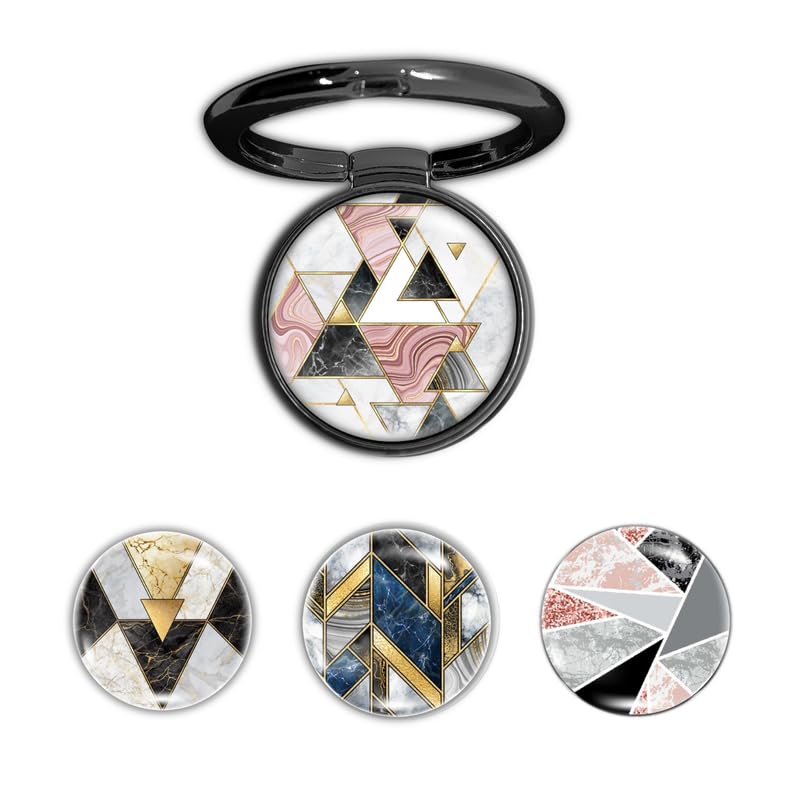 Image of 4-in-1 Metallic Mobile Back Ring Holder | Strong Grip for Phone & Back Cover | 4 3D Logo Magnets | 360 Adjustable Stand