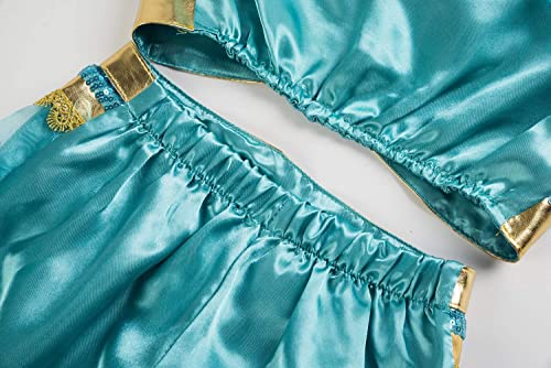 Kukiee Girls Blue Princess Costume Halloween Cosplay Party Dress Up (6-7/130, Blue With Accessories) #TOP3
