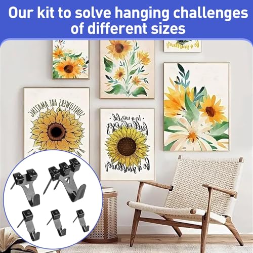 Image of MAKABEE 330PCS Picture Hangers Kit, Wall Hangers with Hooks, Sawtooth and Hardware Nails, Picture Hooks for Frame, Painting, Artwork, Photo, Wall Mounting (Black)