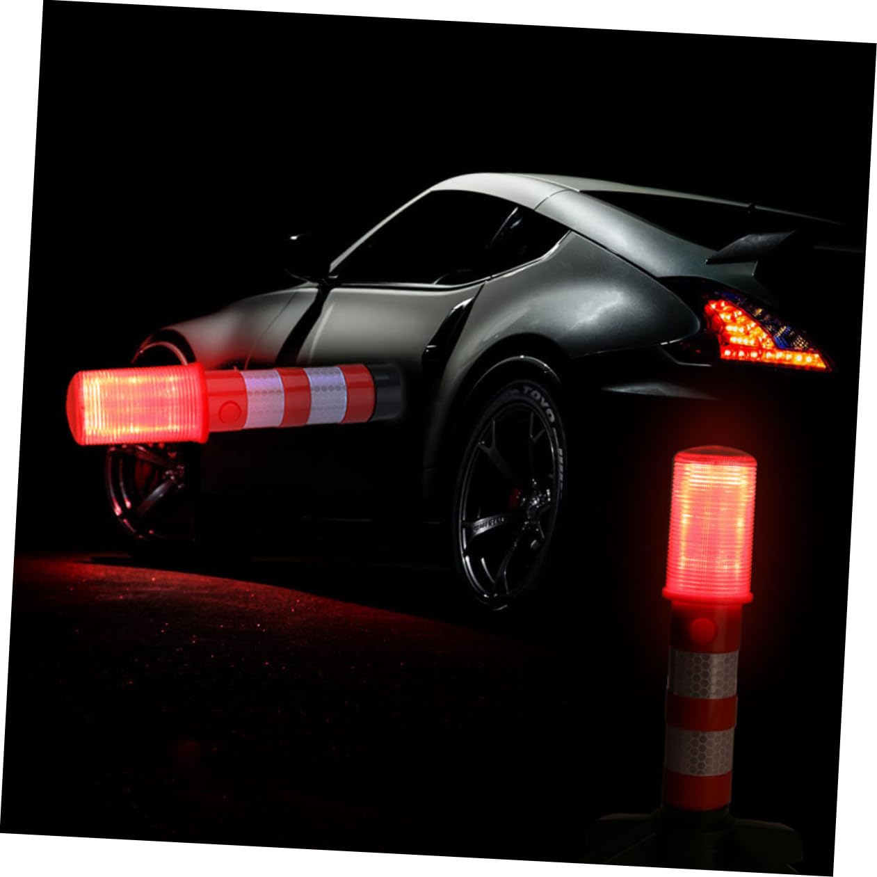 Mikinona Lampe De Détresse Multifonction Led Rouge Support Magnétique Pour Voiture Et Travaux D'urgence En Extérieur, Éclairage De Sécurité Routière, Intervention Automobile Et Situations D'urgence