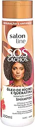Salon Line, Shampoo, SOS Cachos, Óleo de Rícino e Queratina, Vegano - Para Cabelos Cacheados e Crespos, 300ml