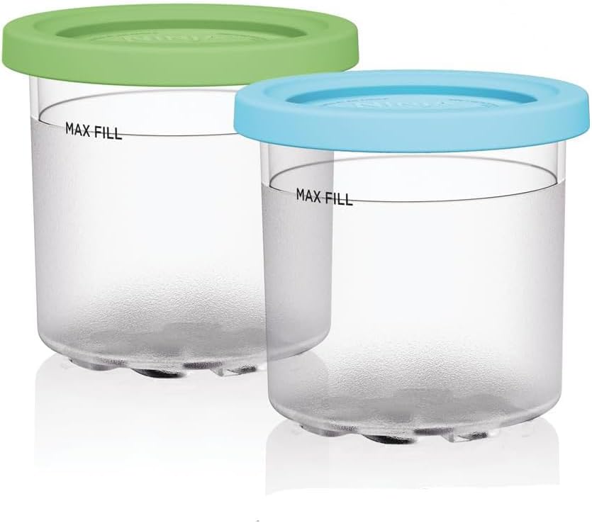Ice Cream Pint Containers and Lids Compatible with NC299AMZ & NC300s Series Cream Ice Cream Makers, BPA-Free Dishwasher Safe, Part No. XSKPLID2CD, 2 Pack