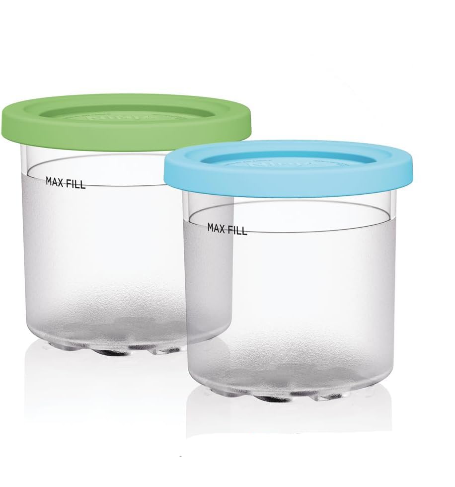 Ice Cream Pint Containers and Lids Compatible with NC299AMZ & NC300s Series Cream Ice Cream Makers, BPA-Free Dishwasher Safe, Part No. XSKPLID2CD, 2 Pack