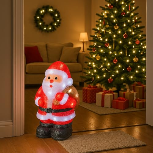 Addobbo Natalizio Babbo Natale Luminoso da Esterno con 30...