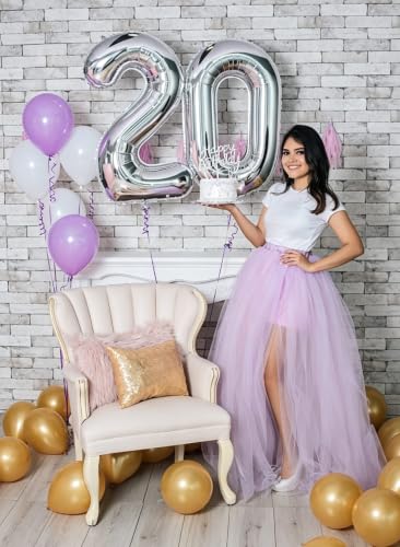 Image of Number Balloons Silver 7 Balloon 40 inch for 7th Birthday Party Decorations | Saturated Color, Large 40 inch, With Straw & Hanging Hole, For Back-To-School Season, Anniversary, Christmas, New Year