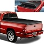 Vinyl Soft Top Tri-Fold Adjustable Truck Tonneau Cover Compatible with Dodge Dakota Mitsubishi Raider 5.5Ft Fleetside Short Bed 05-11, Matte Black