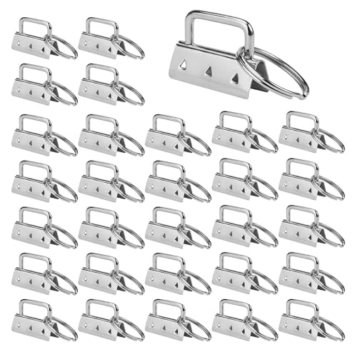 FANNAS Llavero Hardware de Muñeca, 30 Piezas 32mm Hardware de Llavero Metal Clips, para Correas Bolsa Correa Clips Bricolaje Manualidades de Tela de Cordón de Bricolaje, Plata