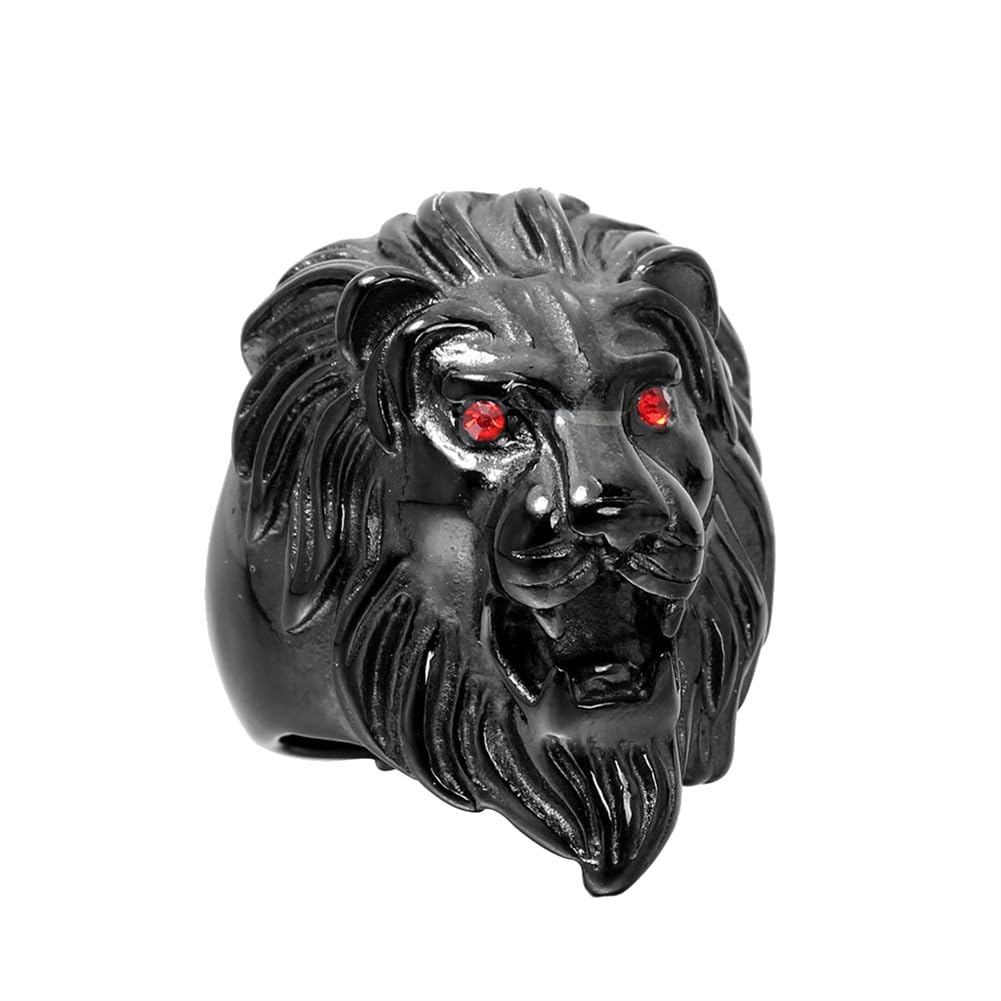 PAURO Men's 316l Stainless Steel Vintage Gothic Biker Roaring Lion Head Animal Rings Size 7~16