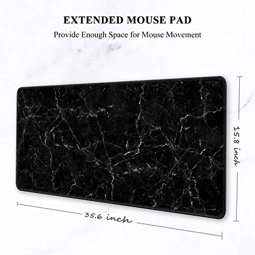 Image of Auhoahsil Large Mouse Pad, Full Desk XXL Extended Gaming Mouse Pad 35 inch X 15 inch, Waterproof Desk Mat with Stitched Edges, Non-Slip Laptop Computer Keyboard Mousepad for Office and Home, Marble Design