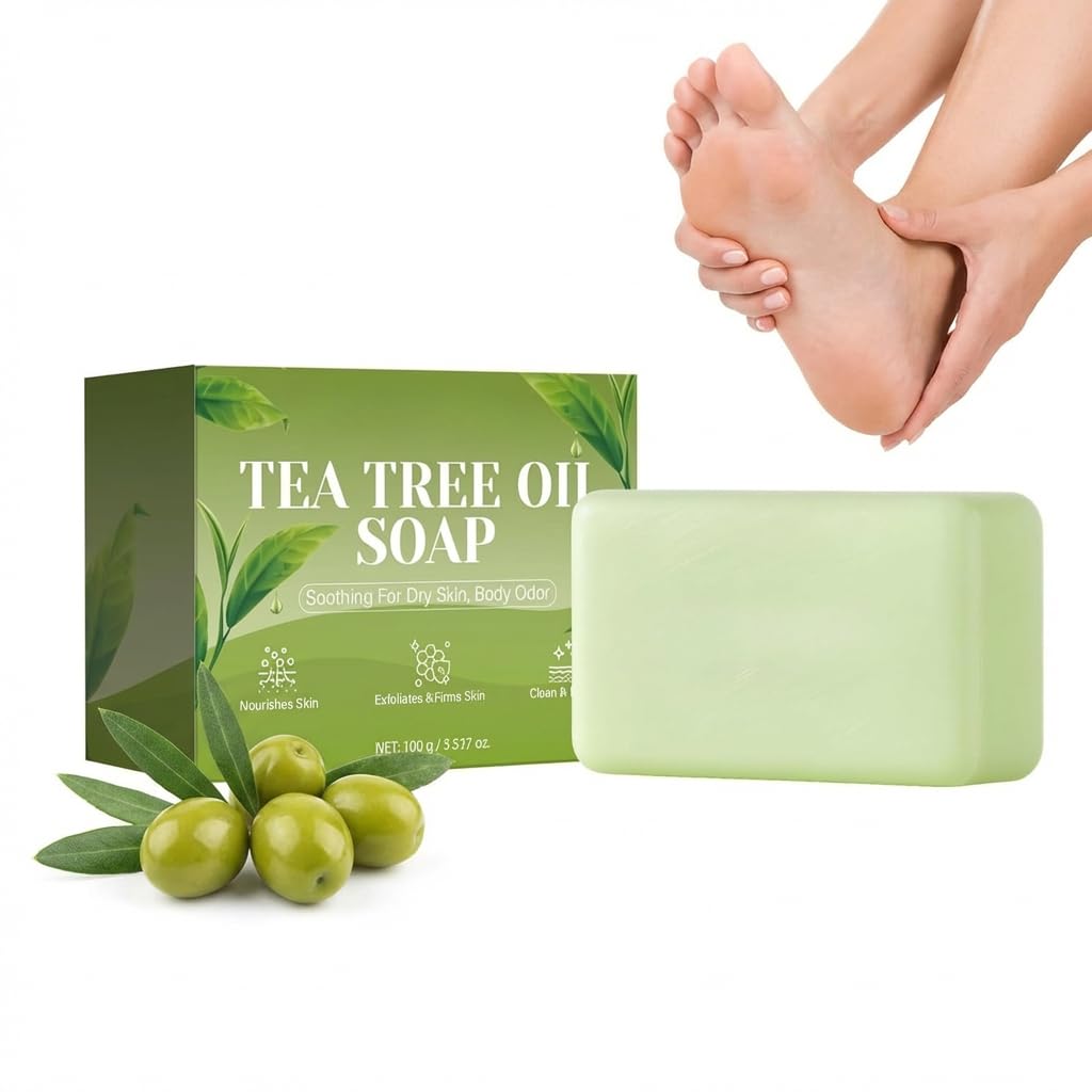 Aqvera Sapone Micosi—Sapone Detergente Quotidiano Al Tea Tree Per Viso Corpo E Mani Con Schiuma Ricca Per Uso Quotidiano (4 PCS)