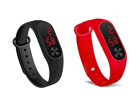 sba prime LED Digital Black Dial Silicone Bracelet Kids Combo Watch for Boys & Girls (Pack of 2)