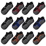 Comfoex 12 Pairs Boys Socks Ankle Low Cut Athletic Half Cushioned Short Socks For Kids 4-6 6-8 8-10 Years Old