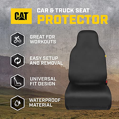 Caterpillar Waterproof Cover For Front Seats, 1 Piece With Black Trim – Durable Neoprene Seat Cover For Cars, Fits 95% Of Cars Trucks Suv, Ideal Seat Protector For Leather Seats #TOP1