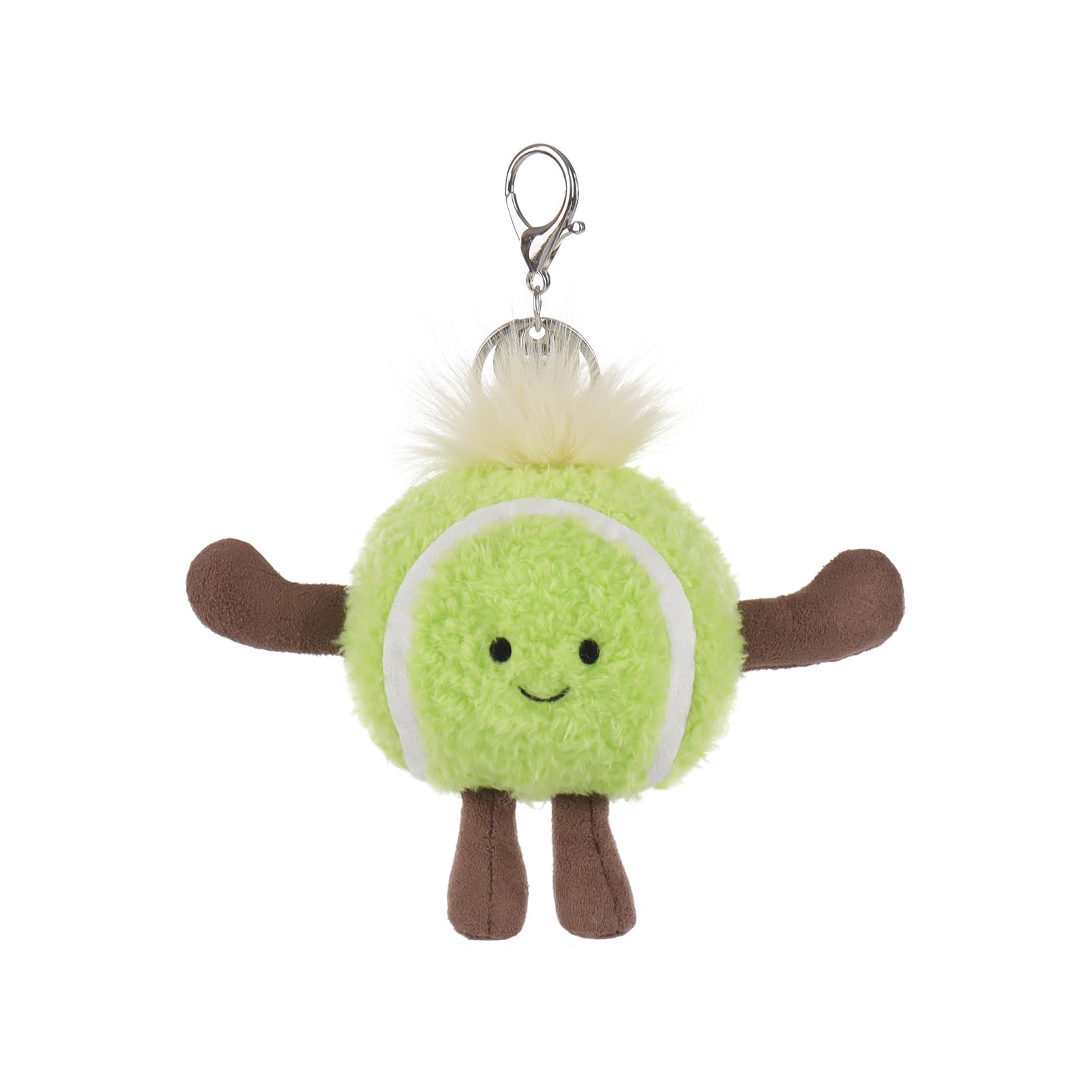 Apricot Lamb Tennis Stuffed Plush Keychain, Soft Plushies Cute Keychain Toys for Kids' Bag, Backpack, Purse, Green 3 Inches