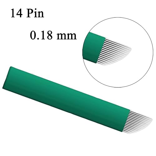 Miniatura 4 de Microblading 14 Pins 0.007 in Aguja Delgada 100pcs Maquillaje Permanente Ceja Tatuaje Aguja - QMYBROW