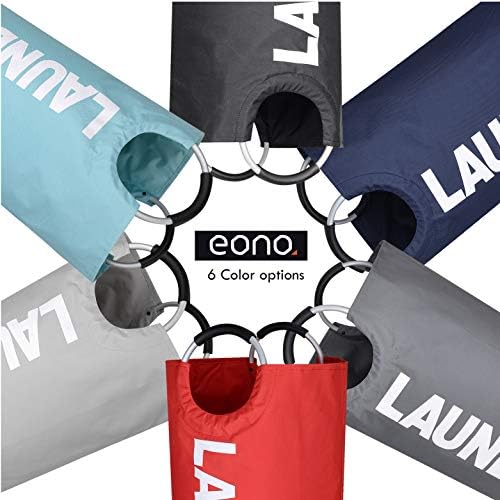Amazon Brand  Eono 90L Large Laundry Basket, Collapsible Fabric Laundry Hamper, Foldable Clothes Bag, Folding Washing Bin- Grey, L