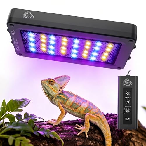 QZQ UVB Light for Reptiles 24W LED UVA UVB Reptile Lamp with Dimming and 4 Lighting Modes New Mode 24/7 Timer Adjustable Brightness LED Light for Bearded Dragon Gecko Tortoise Lizard