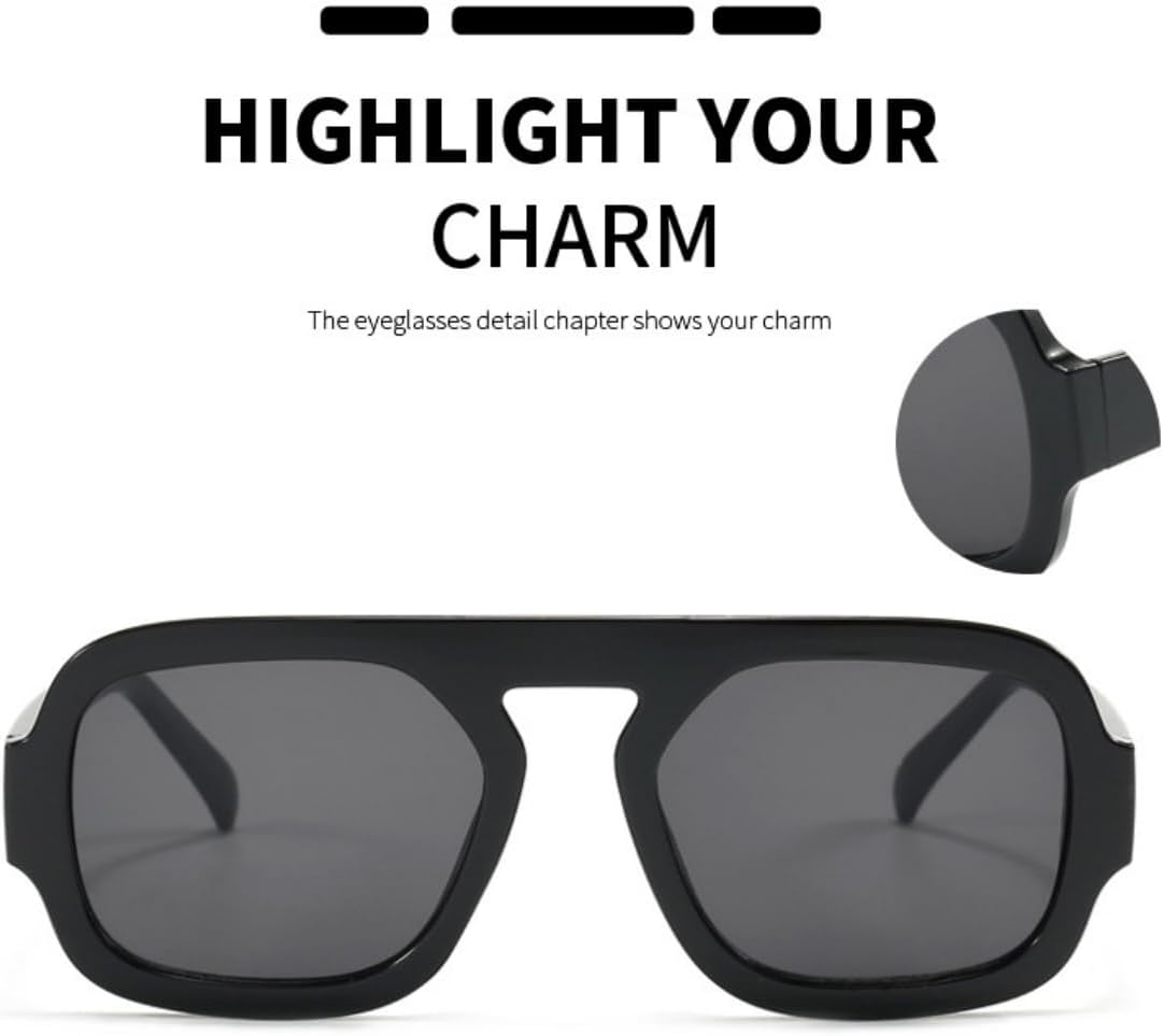 IKANOO 4 Pieces Retro 70s Square Aviator Sunglasses for Women Men Flat Frame Trendy Square Sun Glasses Vintage Shades ﻿ - Image 3